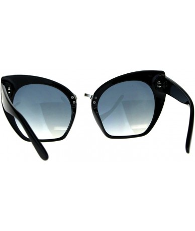 Oversized Womens Oversized Fashion Sunglasses Square Cateye Butterfly Frame UV 400 - Black (Blue) - CS18C9G42I2 $12.74