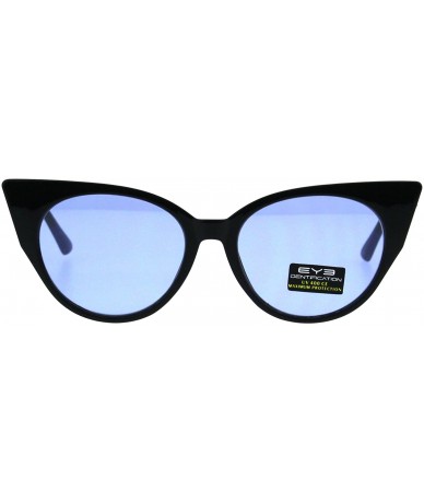 Cat Eye Womens Pop Color Lens Cat Eye Retro Plastic Designer Sunglasses - Blue - C318GXMA77U $15.28