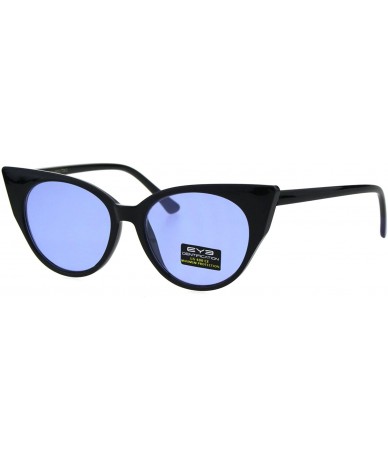 Cat Eye Womens Pop Color Lens Cat Eye Retro Plastic Designer Sunglasses - Blue - C318GXMA77U $15.28