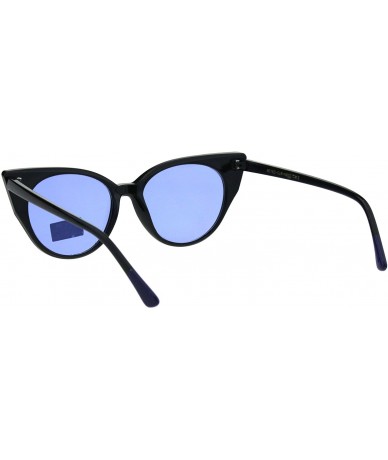 Cat Eye Womens Pop Color Lens Cat Eye Retro Plastic Designer Sunglasses - Blue - C318GXMA77U $15.28