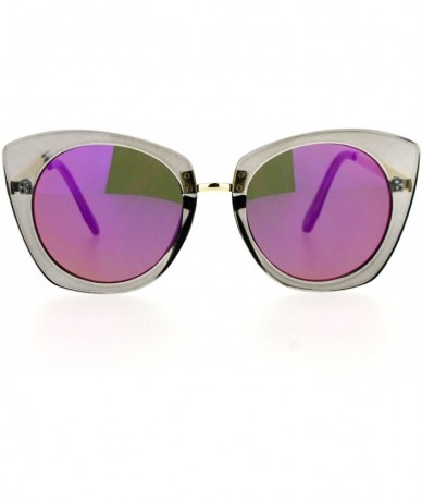 Butterfly Womens Mirrored Metal Bridge Flat Lens Thick Plastic Butterfly Sunglasses - Grey Purple - C712EPTINK7 $13.63