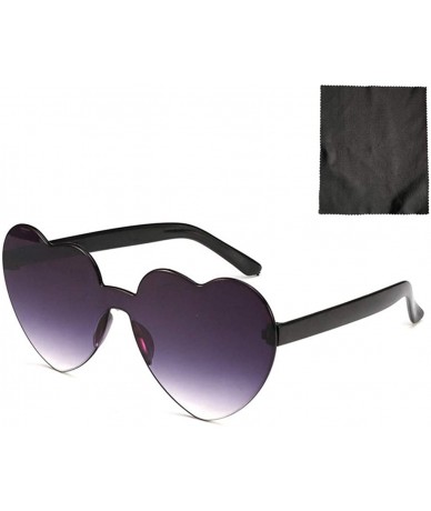 Rimless Heart Shaped Sunglasses for Women Transparent UV Protection Frameless Love Party Rimless Sunglasses Glasses - C81903M...