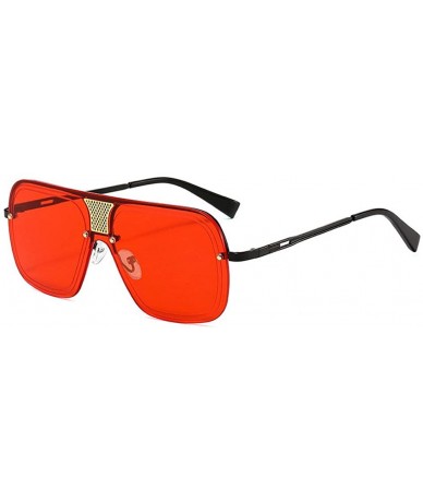 Rectangular 2019 New Oversize Metal Square Sunglasses Women Fashion Men Pilot Sun Glasses Retro Outdoor Driving Glasses - Red...