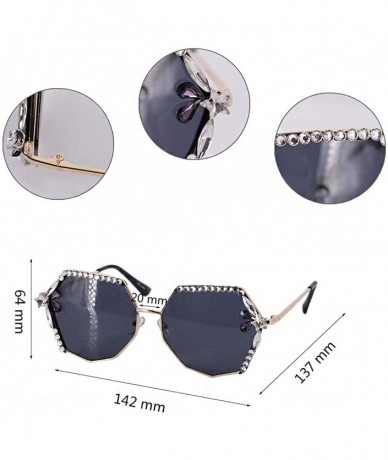 Oversized Stylish Metal Bee Decoration Sunglasses UV Protection Frame - Gold Frame/Black Lens - C2197HQXDAX $36.51
