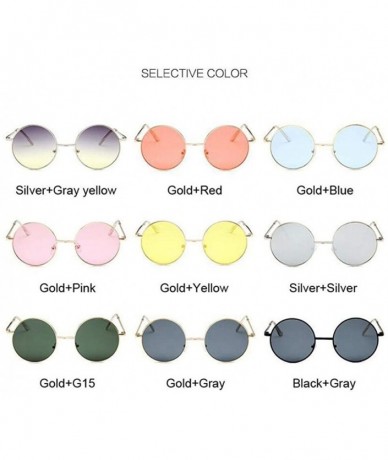 Round Retro Round Sunglasses Women Luxury Brand Designer Vintage Small SilverSilver - Goldred - CL18Y4RCQ7I $9.90