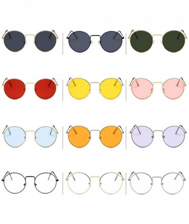 Round Classic Vintage Metal Round Frame Colorful UV400 Sun Glasses Clear Lens Plain Glasses - 7 - C318W7DKZX8 $26.02