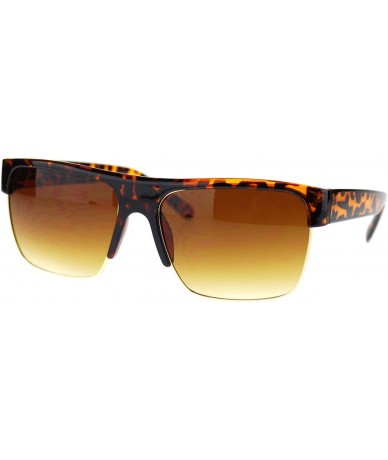 Rectangular Fashion Men's Sunglasses Half Top Rim Square Designer Frame - Tortoise - CY11NIERRDZ $12.81