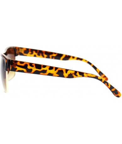 Rectangular Fashion Men's Sunglasses Half Top Rim Square Designer Frame - Tortoise - CY11NIERRDZ $12.81
