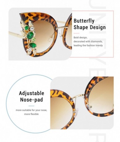 Butterfly Womens Oversized Cat Eye Jeweled Sunglasses Stylish Bedazzled Rhinestone Sun Glasses - 01-leopard - CU187II6YCI $19.65
