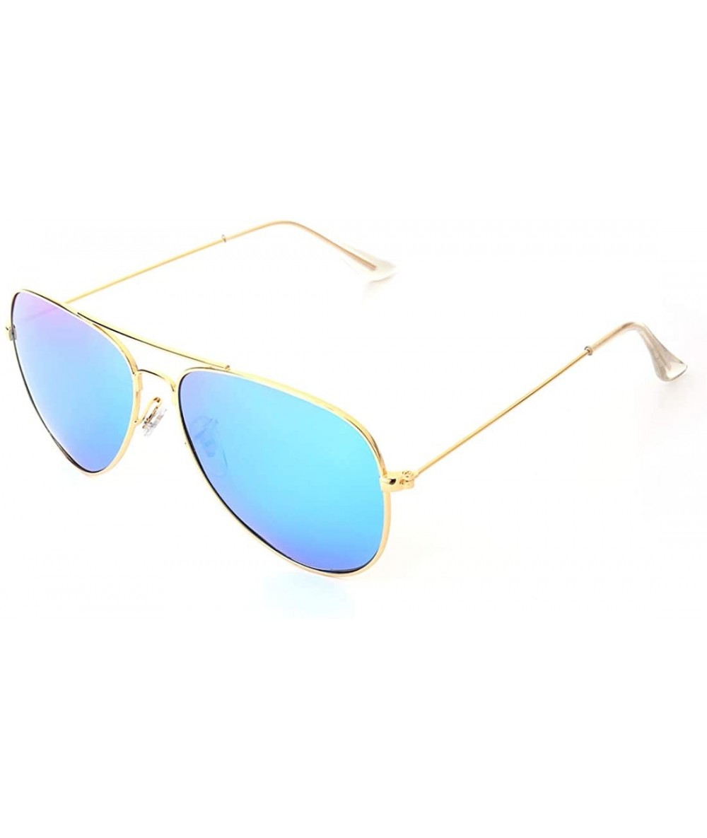 Round Sunglasses for Men Women Unisex Classic Aviator Polarized Metal Frame UV 400 Lens Protection - Blue Green - CE18HAD5RSE...