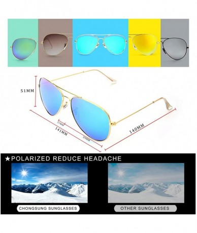 Round Sunglasses for Men Women Unisex Classic Aviator Polarized Metal Frame UV 400 Lens Protection - Blue Green - CE18HAD5RSE...
