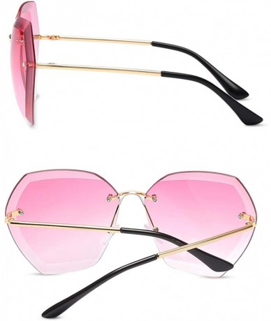 Oversized Sunglasses Oversized Transparent Gradient - Rose Red/Gold - C118Y3L7HT2 $24.12