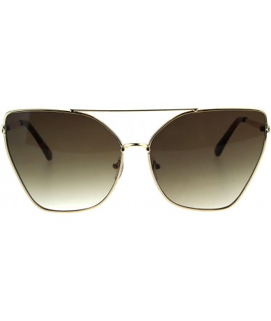 Cat Eye Womens Color Gardient Metal Rim Large Cat Eye Sunglasses - Gold Brown - C11852W02C0 $9.08