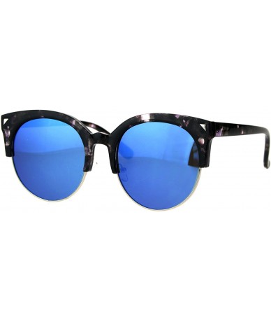 Oversized Round Cateye Sunglasses Womens Half Rim Style Oversized Fashion Shades - Purple Tort (Blue Mirror) - C21876CD7GS $9.36