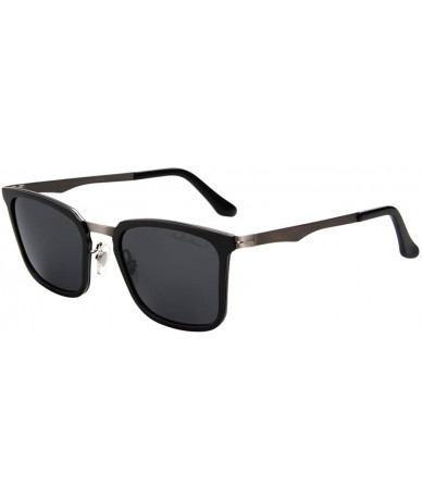Rectangular Retro Metal Plastic Frame Driving Polarized Sunglasses For Men Women JS2001 - Black Frame Grey Lens - CZ12N9QWWLH...