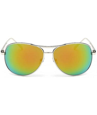 Aviator Women's Classic Mirror Lens Polarized Aviator Sunglasses Metal Frame 61mm - Silver/Yellow - CE12EEU2PAF $9.83