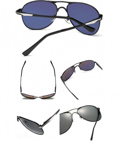 Aviator Men Aviator Sunglasses for driving fishing Women Polarized sunglasses for men with UV 400 protection - Gun-black - CJ...