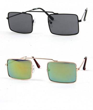 Square Hippie Retro Square Gothic Vampire Sunglasses P2196 (2PCS) - 2 Pcs Black-smoke Lens & Gold-yellowmirror Lens - CG12EXH...