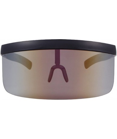 Rimless Oversized Mask Cover Shield Visor Style Big Frame Rimless Sunglasses Mono Lens UV400 - C14-black-yellow-mirror - CA18...