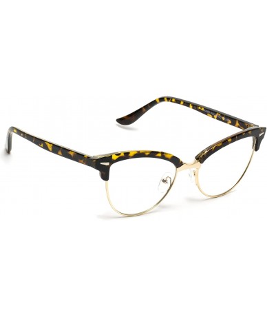 Round New Vintage Retro Semi-Rimless Cat Eye Glasses for Women - Tortoise - CK12O3OXL6O $13.16