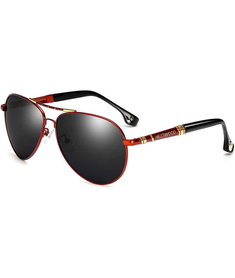 Aviator Classic Sunglasses Fashion Polarized Pilot Metal Frame 6 Color Golf Phishing Shading Mirror - Red - CF1867SHUOM $12.93