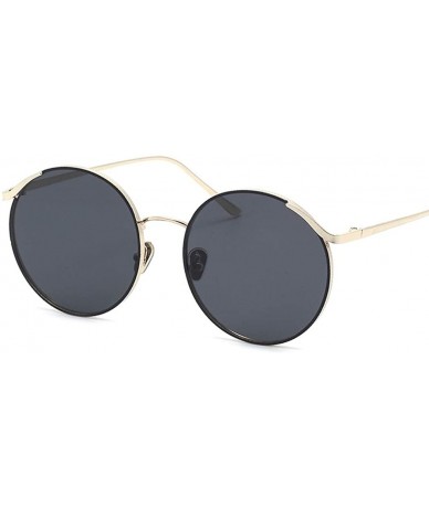 Round 2019 new sunglasses female round frame sunglasses - fashion metal frame trend retro sunglasses ladies - D - C518SN6LK08...
