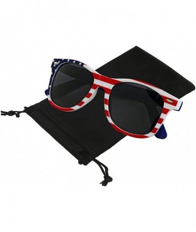 Aviator Usa Sunglasses American Flag Glasses July 4 Accessories UV400 Protected - 1 America Polarized Lens - Blue Arm - CU18E...