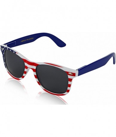Aviator Usa Sunglasses American Flag Glasses July 4 Accessories UV400 Protected - 1 America Polarized Lens - Blue Arm - CU18E...