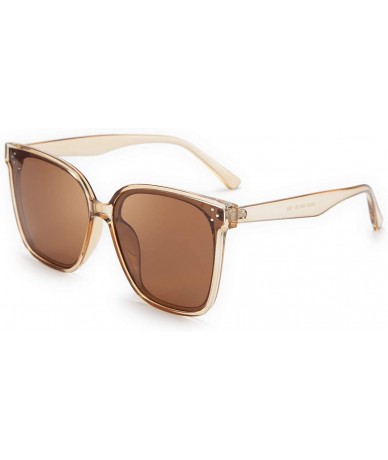 Oversized Retro Oversized Cateye Polarized Sunglasses Women Men Minimalist Style B2600 - Champagne Crystal - CK1982SGQDO $27.31