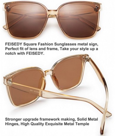 Oversized Retro Oversized Cateye Polarized Sunglasses Women Men Minimalist Style B2600 - Champagne Crystal - CK1982SGQDO $14.20