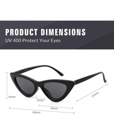 Rimless Retro Vintage Cateye Sunglasses for Women Clout Goggles Plastic Frame Glasses - Glossy Black Frame Grey Lens - C618KO...