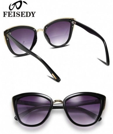 Oversized Cateye Sunglasses Women Vintage Cat Eye Female Ladies Sun Glasses B2498 - Black - C418T3SSY85 $11.28