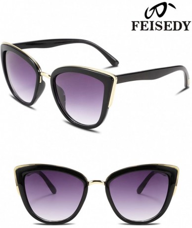 Oversized Cateye Sunglasses Women Vintage Cat Eye Female Ladies Sun Glasses B2498 - Black - C418T3SSY85 $11.28