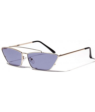 Square Ladies Sunglasses Women Cat Eye Small Metal Frame Fashion Sun Glasses Square - Gold With Purple - CZ18LS50MOM $19.55