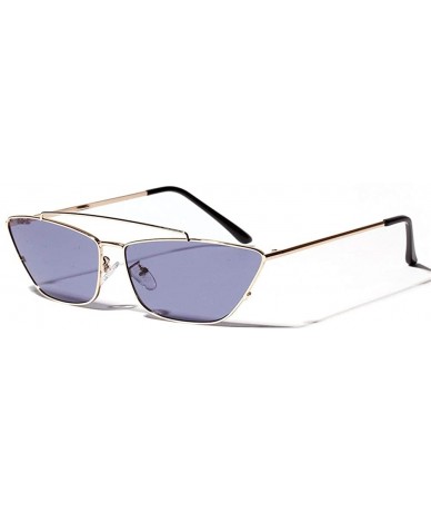 Square Ladies Sunglasses Women Cat Eye Small Metal Frame Fashion Sun Glasses Square - Gold With Purple - CZ18LS50MOM $7.82