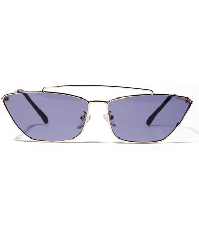 Square Ladies Sunglasses Women Cat Eye Small Metal Frame Fashion Sun Glasses Square - Gold With Purple - CZ18LS50MOM $7.82