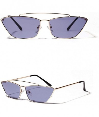 Square Ladies Sunglasses Women Cat Eye Small Metal Frame Fashion Sun Glasses Square - Gold With Purple - CZ18LS50MOM $7.82