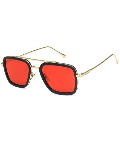 Square Women Fahion Sunglasses Square Pentagon HD Sunglasses With Case UV400 Protection - Gold Frame/Gradient Brown Lens - CZ...