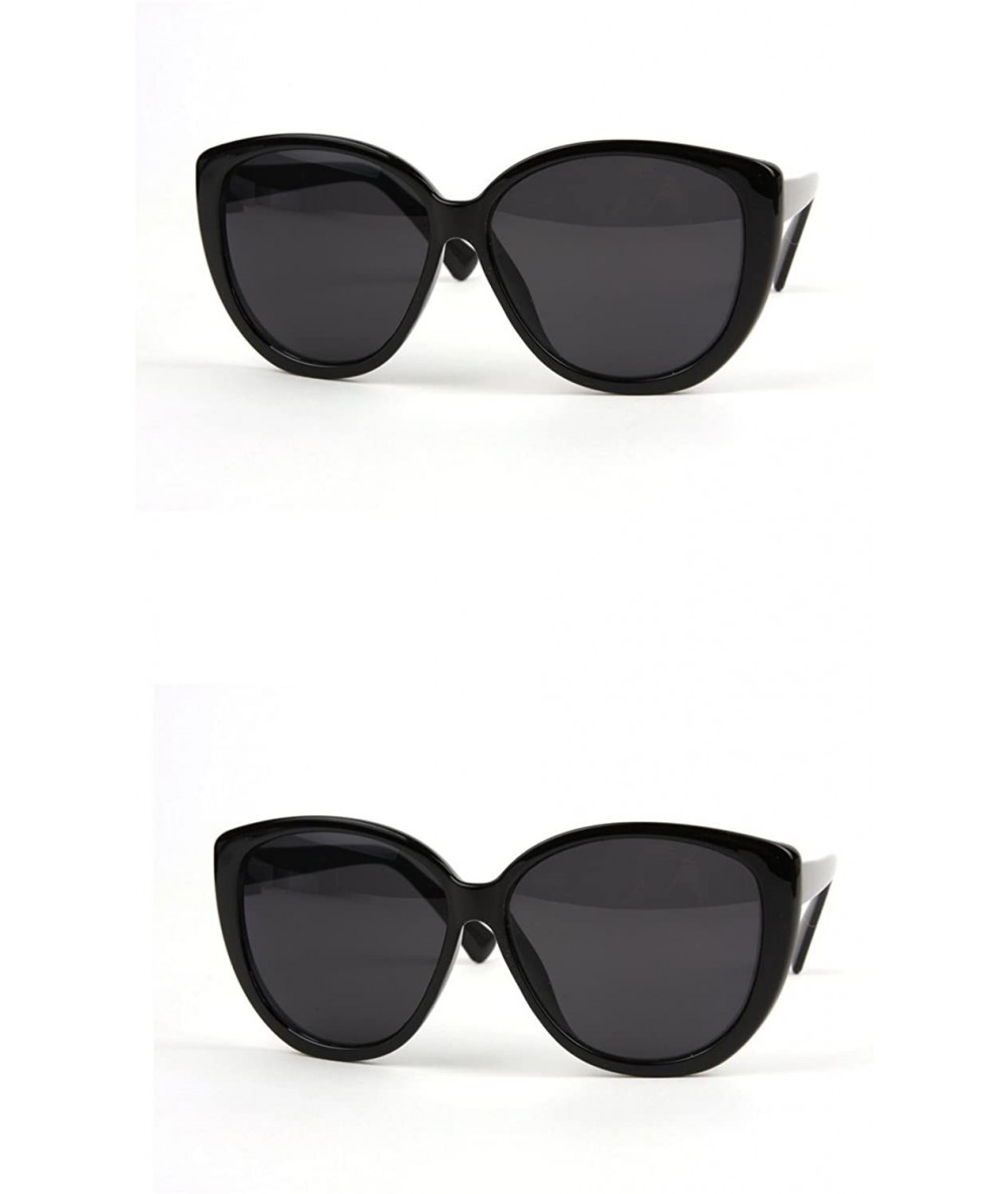 Oversized Vintage Oversize Cat Eye Sunglasses P2145 - 2 Pcs Blacksmoke & Blacksmoke - CO11WV4DOHB $35.93