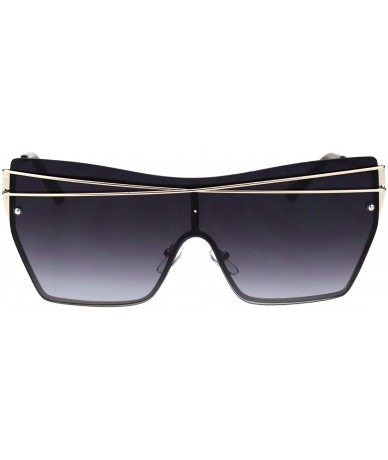 Shield Womens Robotic Shield Retro Rimless Square Butterfly Sunglasses - Gold Black Smoke - CC18S5SW8S5 $15.26