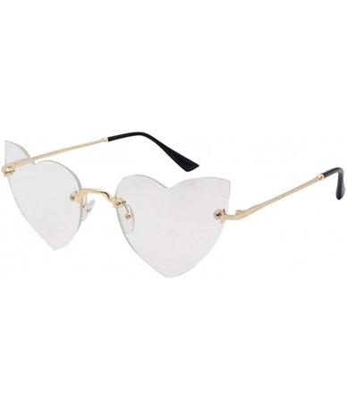 Rimless Heart Rimless Sunglasses Lightweight Al-Mg Alloy Metal Frame Composite-UV400 Lens Glasses for Men and Women - CI1902Y...