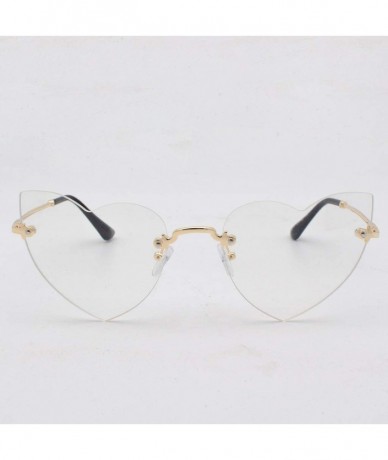 Rimless Heart Rimless Sunglasses Lightweight Al-Mg Alloy Metal Frame Composite-UV400 Lens Glasses for Men and Women - CI1902Y...