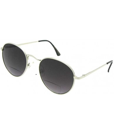 Round Vintage Retro Round Bifocal Sunglasses B51 - Silver Frame Gray Lenses - CD18HD99XDK $30.41