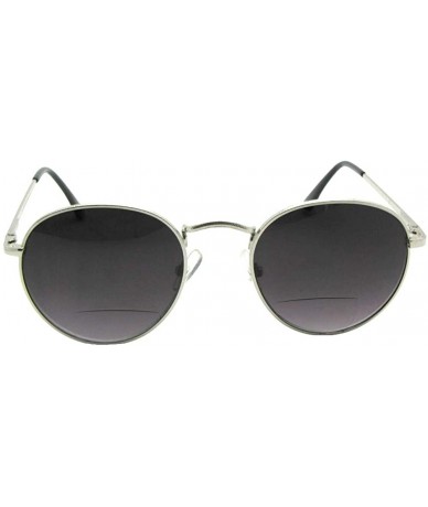 Round Vintage Retro Round Bifocal Sunglasses B51 - Silver Frame Gray Lenses - CD18HD99XDK $19.50