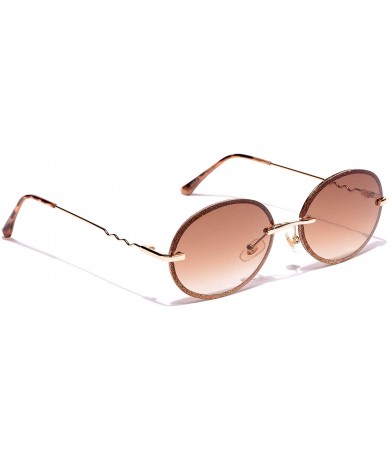 Oval Women's Retro Oval Sunglasses Metal Gold Frame - Gold - C818WLI4UAL $11.58