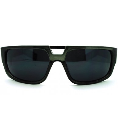 Rectangular Men's Designer Fashion Sunglasses Flat Top Rectangular Cross - Clear Gray - CH11N4BVG3J $19.11