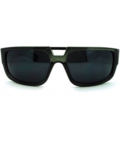 Rectangular Men's Designer Fashion Sunglasses Flat Top Rectangular Cross - Clear Gray - CH11N4BVG3J $11.21