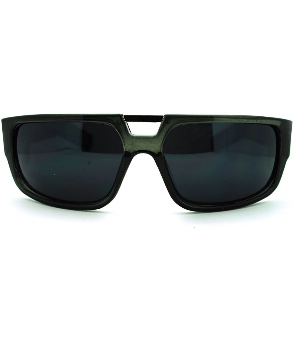 Rectangular Men's Designer Fashion Sunglasses Flat Top Rectangular Cross - Clear Gray - CH11N4BVG3J $19.11