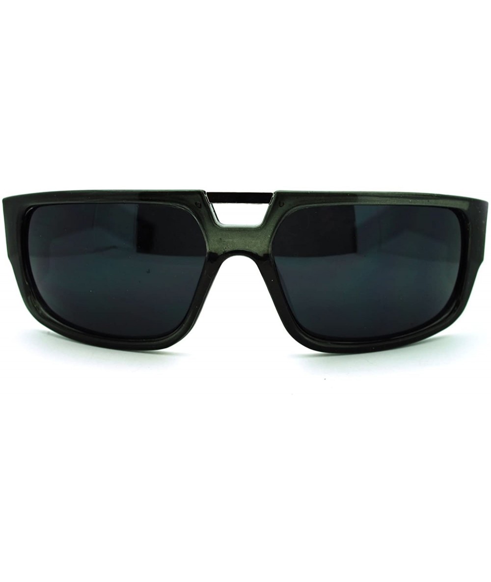 Rectangular Men's Designer Fashion Sunglasses Flat Top Rectangular Cross - Clear Gray - CH11N4BVG3J $11.21