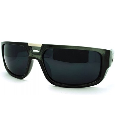 Rectangular Men's Designer Fashion Sunglasses Flat Top Rectangular Cross - Clear Gray - CH11N4BVG3J $11.21